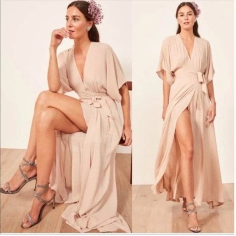 NWT Reformation Winslow Maxi Wrap Dress Champagne